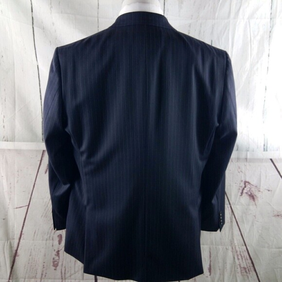 Stafford Tailored Culture Classic Fit 46R Wool 2 Buttn Blue Striped Suit Blazer - Picture 6 of 12